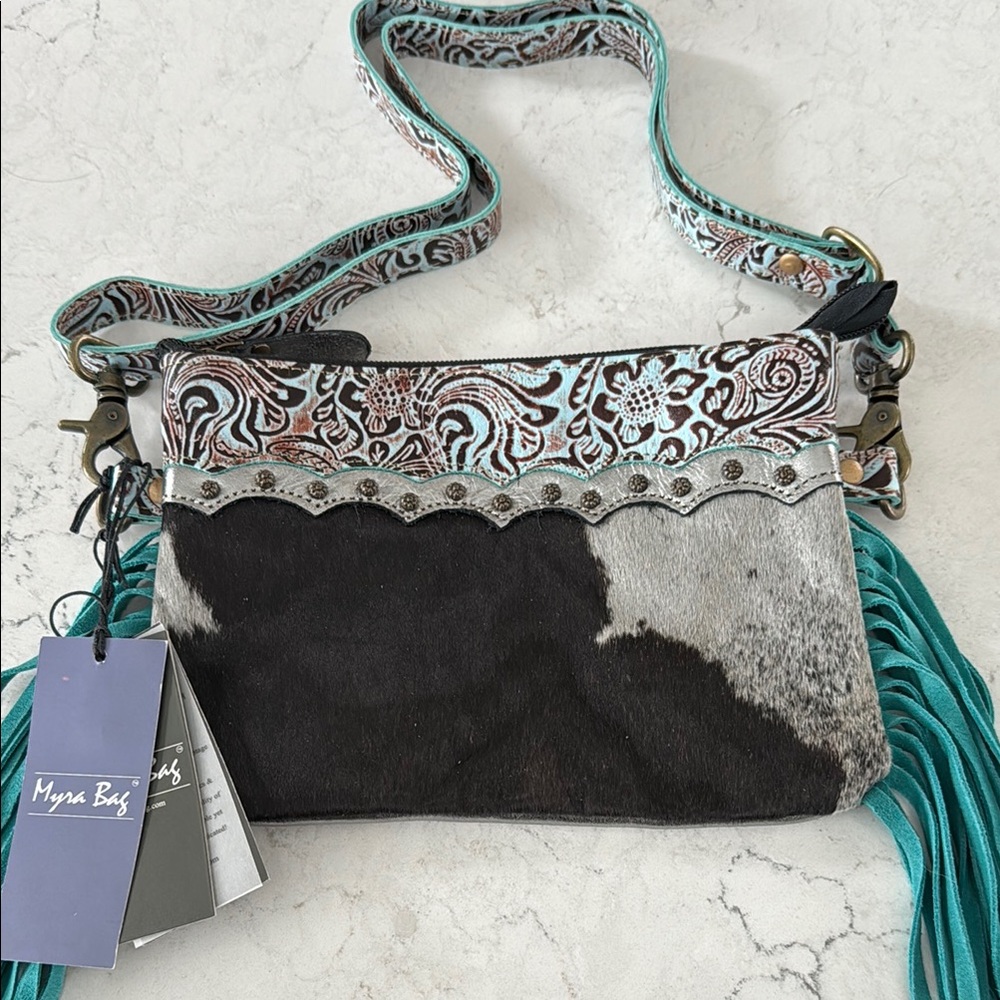 Myra EXOTIC AZURE LEATHER & HAIRON BAG